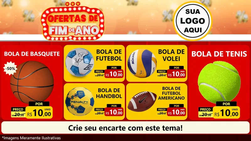 Modelo de TV para TV Horizontal com o tema Ofertas de Fim de Ano para Artigos Esportivos