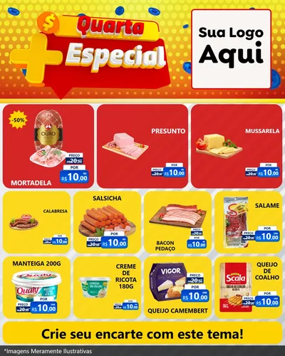 Modelo de Rede Social para Feed Instagram com o tema Quarta Mais Especial para Frios e Laticínios