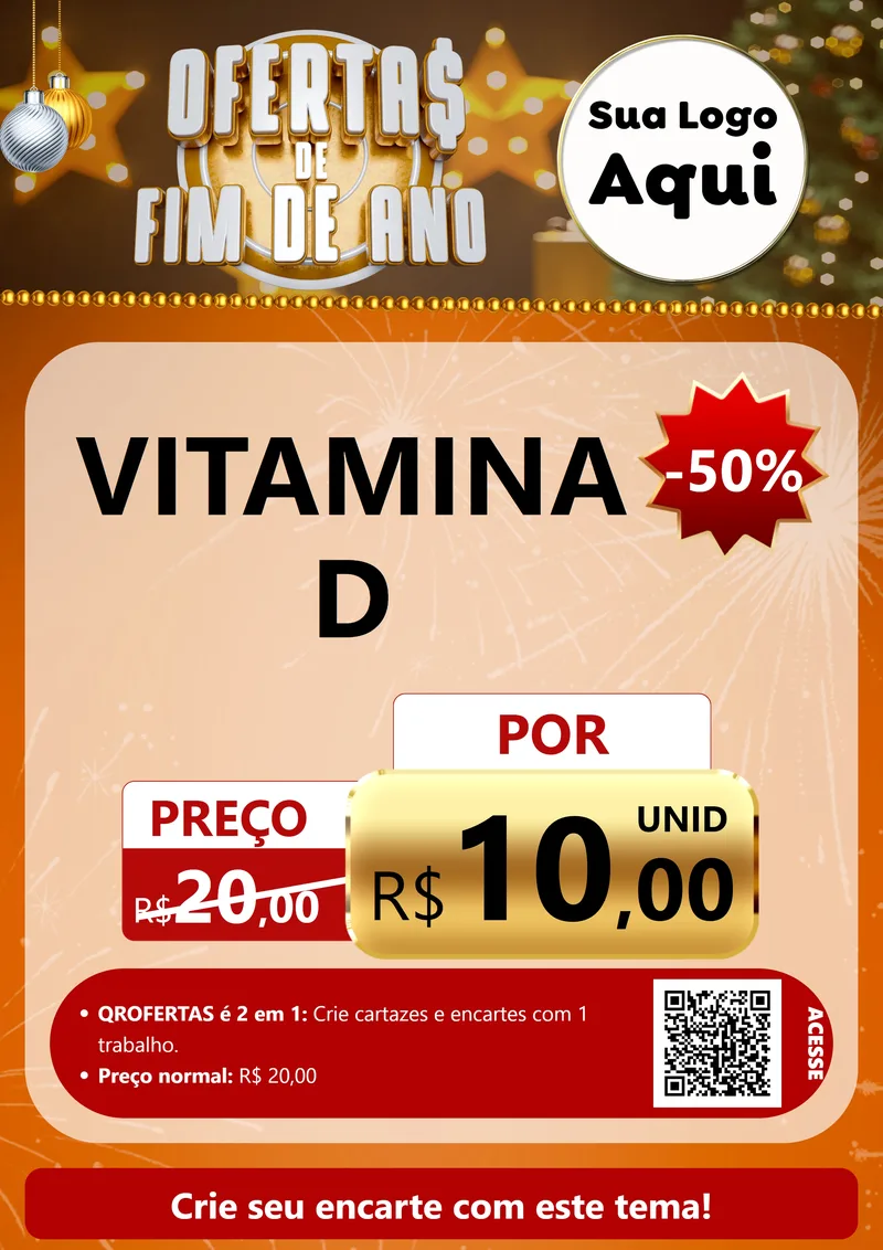 Modelo de Cartaz para Cartaz A4 Vertical com o tema Ofertas de Fim de Ano para Farmácia
