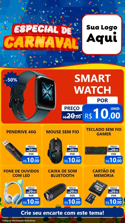 Modelo de Rede Social para Stories com o tema Especial de Carnaval para Informática