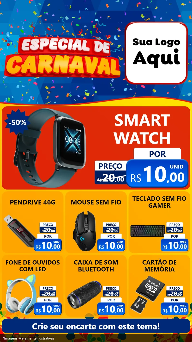 Modelo de Rede Social para Stories com o tema Especial de Carnaval para Informática