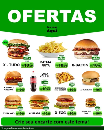 Modelo de Rede Social para Feed Instagram com o tema Ofertas Verde Cartaz para Hamburgueria
