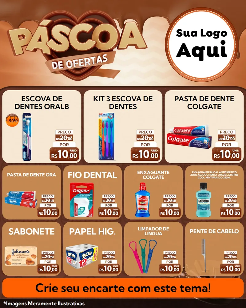 Modelo de Rede Social para Feed Instagram com o tema Páscoa de Ofertas para Higiene Pessoal