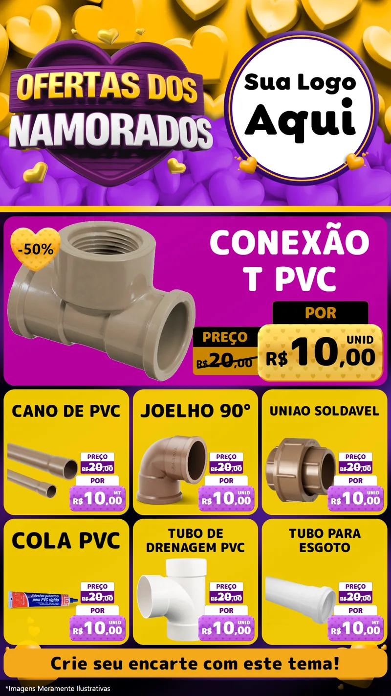 Modelo de Rede Social para Stories com o tema Oferta Dos Namorados para Tubos e conexões