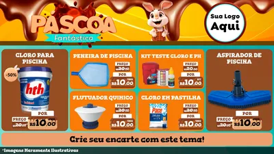 Modelo de TV para TV Horizontal com o tema Páscoa Fantástica para Produtos para Piscina