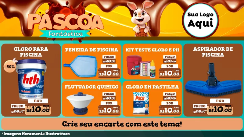 Modelo de TV para TV Horizontal com o tema Páscoa Fantástica para Produtos para Piscina