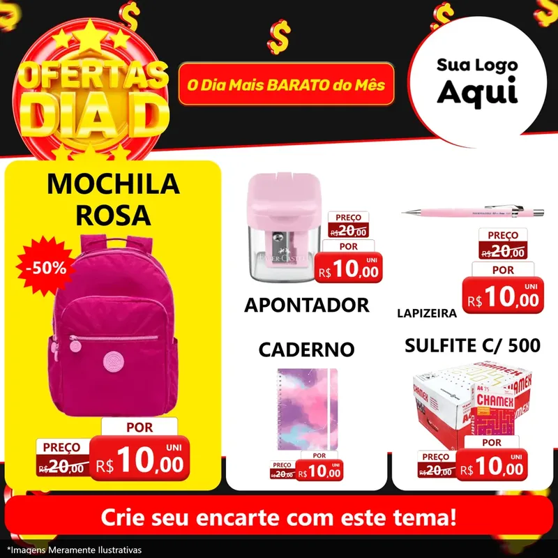 Modelo de Rede Social para Feed Facebook com o tema Dia D para Papelaria