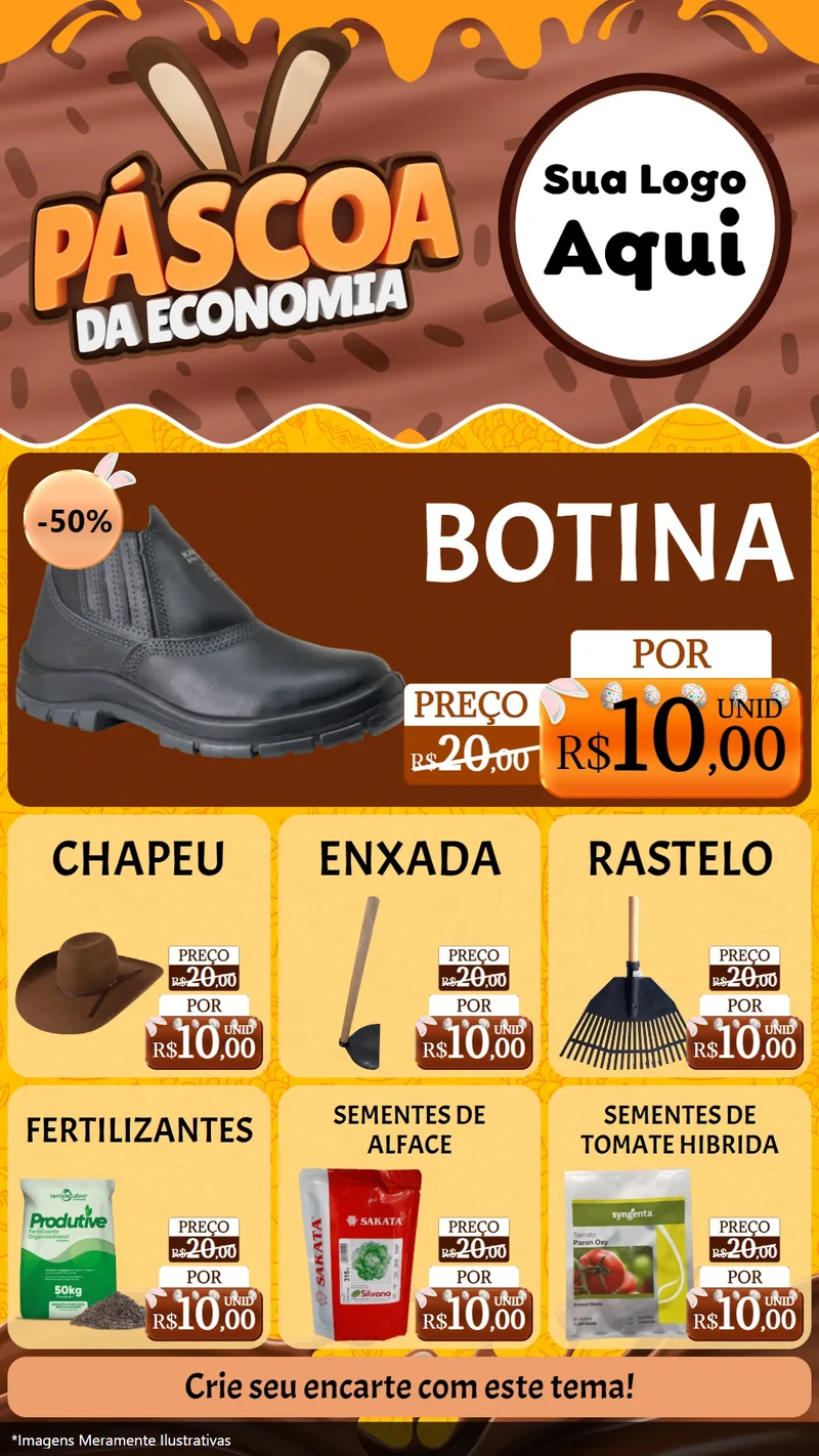 Modelo de Rede Social para Stories com o tema Páscoa da Economia para Agropecuária