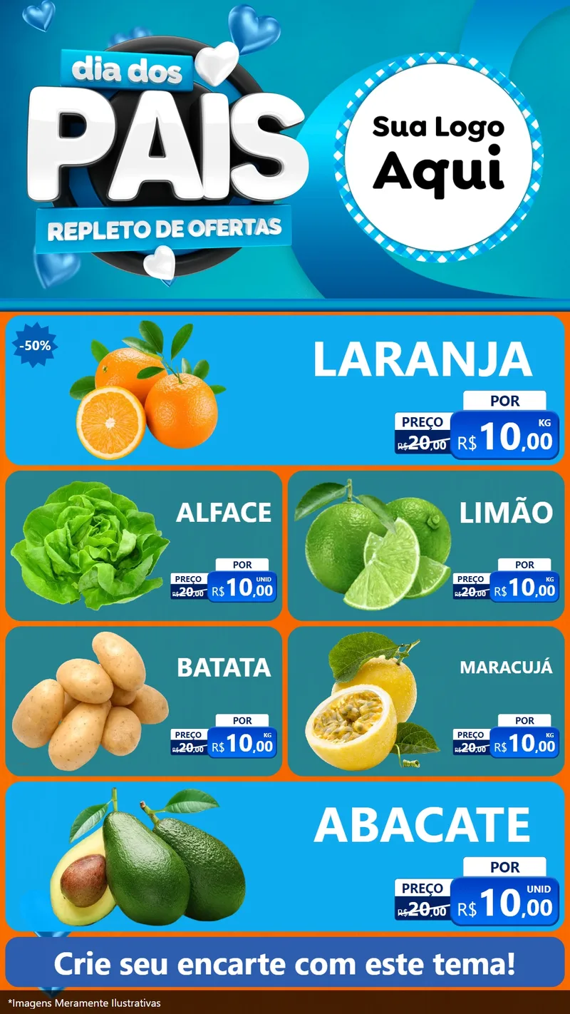 Modelo de TV para TV Vertical com o tema Dia Dos Pais Repleto de Ofertas para Hortifrúti