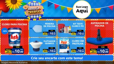 Modelo de TV para TV Horizontal com o tema Arraiá de Ofertas para Produtos para Piscina