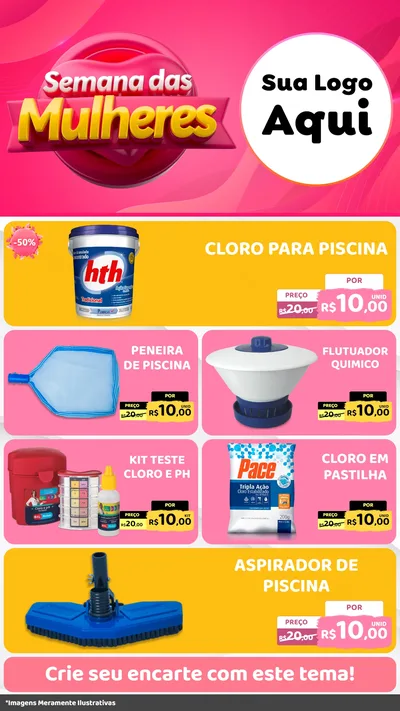 Modelo de TV para TV Vertical com o tema Semana das Mulheres para Produtos para Piscina