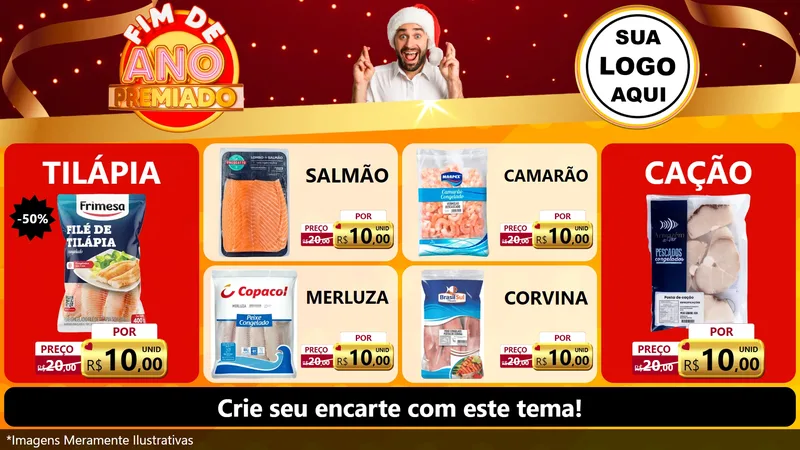 Modelo de TV para TV Horizontal com o tema Fim de Ano Premiado para Peixaria