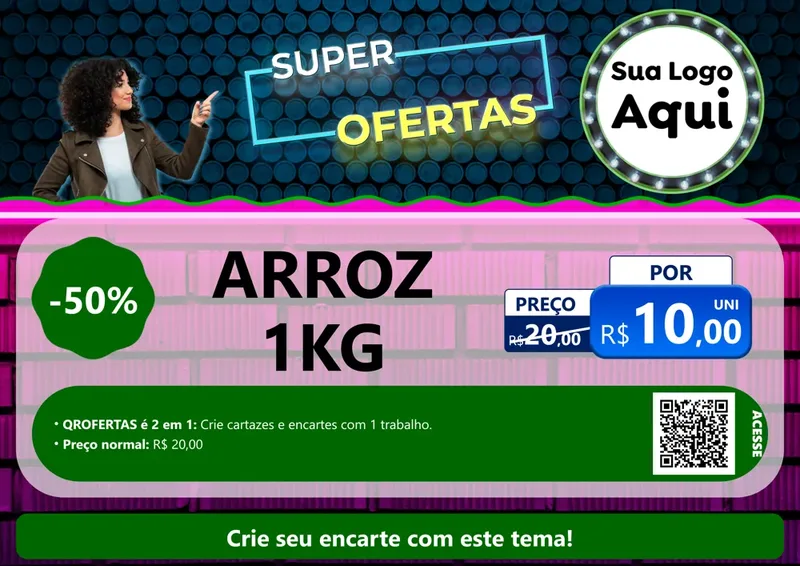 Modelo de Cartaz para Cartaz A4 Horizontal com o tema Super Ofertas para Supermercado
