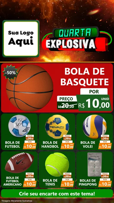 Modelo de Rede Social para Stories com o tema Quarta Explosiva para Artigos Esportivos