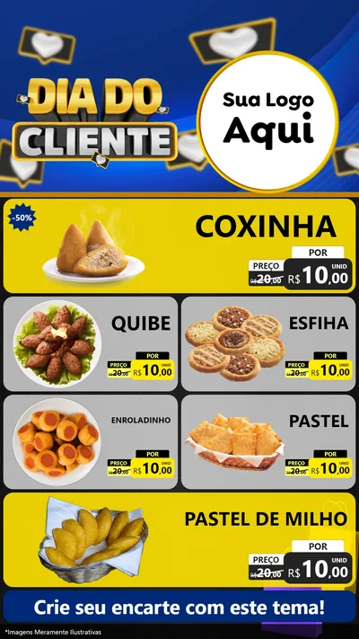 Modelo de TV para TV Vertical com o tema Dia Do Cliente para Salgadaria