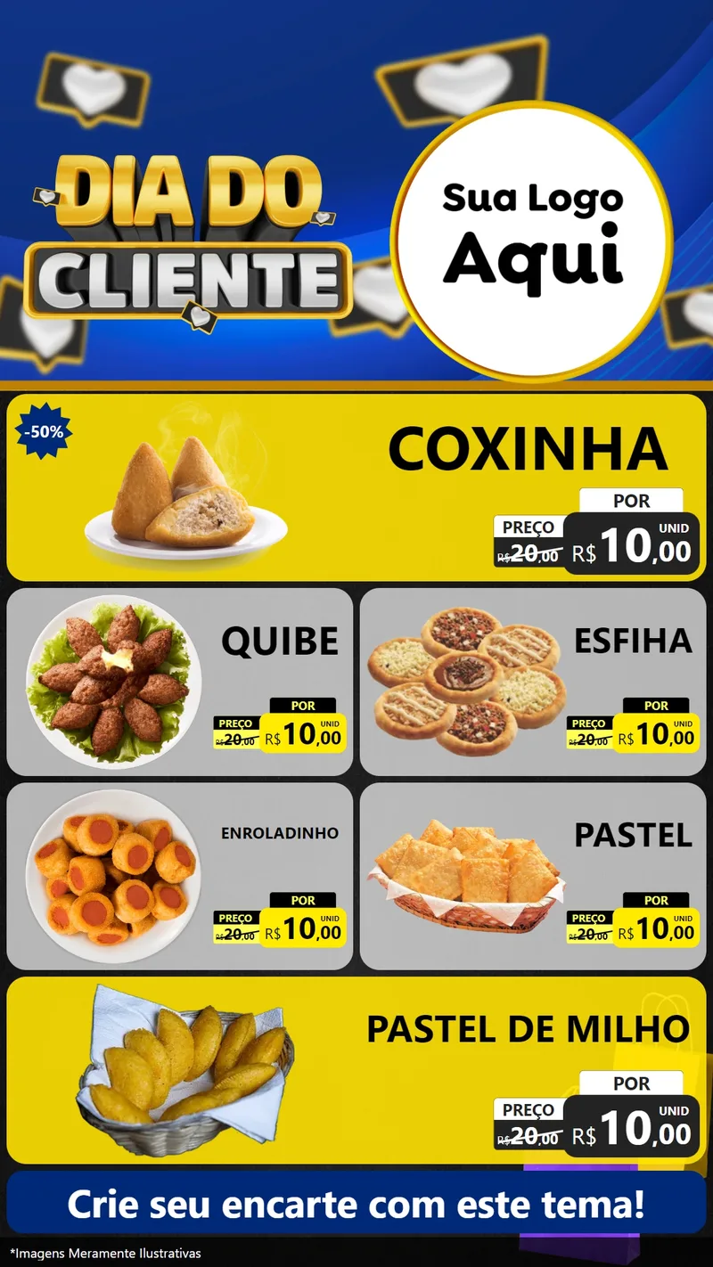 Modelo de TV para TV Vertical com o tema Dia Do Cliente para Salgadaria