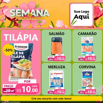 Modelo de Rede Social para Feed Facebook com o tema Semana da Primavera para Peixaria