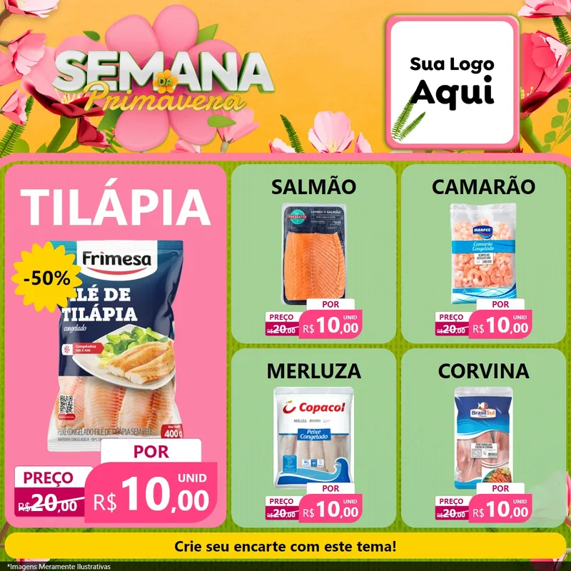 Modelo de Rede Social para Feed Facebook com o tema Semana da Primavera para Peixaria