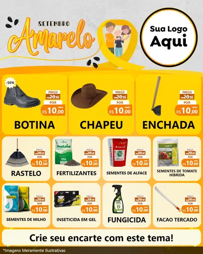 Modelo de Rede Social para Feed Instagram com o tema Setembro Amarelo para Agropecuária
