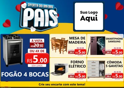 Modelo de Encarte para Encarte A4 Horizontal com o tema Oferta Do Dia Dos Pais para Móveis e Eletro