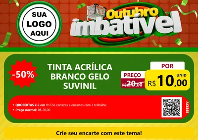 Modelo de Cartaz para Cartaz A4 Horizontal com o tema Outubro Imbatível para Tintas e Ferramentas