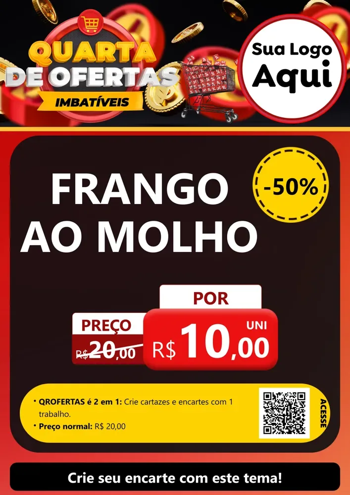 Modelo de Cartaz para Cartaz A4 Vertical com o tema Quarta de Ofertas Imbatíveis para Restaurante