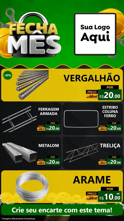 Modelo de TV para TV Vertical com o tema Fecha Mês para Ferragens