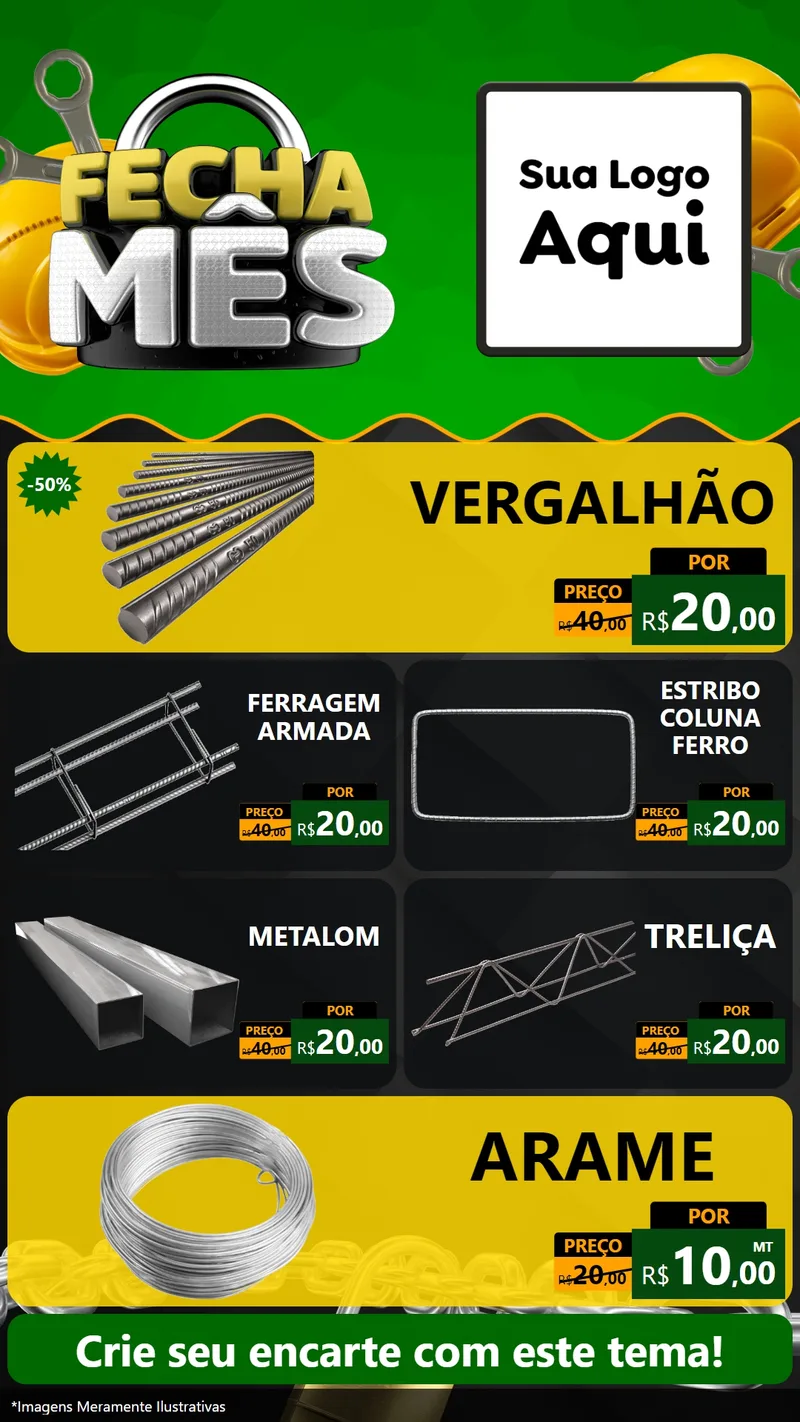 Modelo de TV para TV Vertical com o tema Fecha Mês para Ferragens