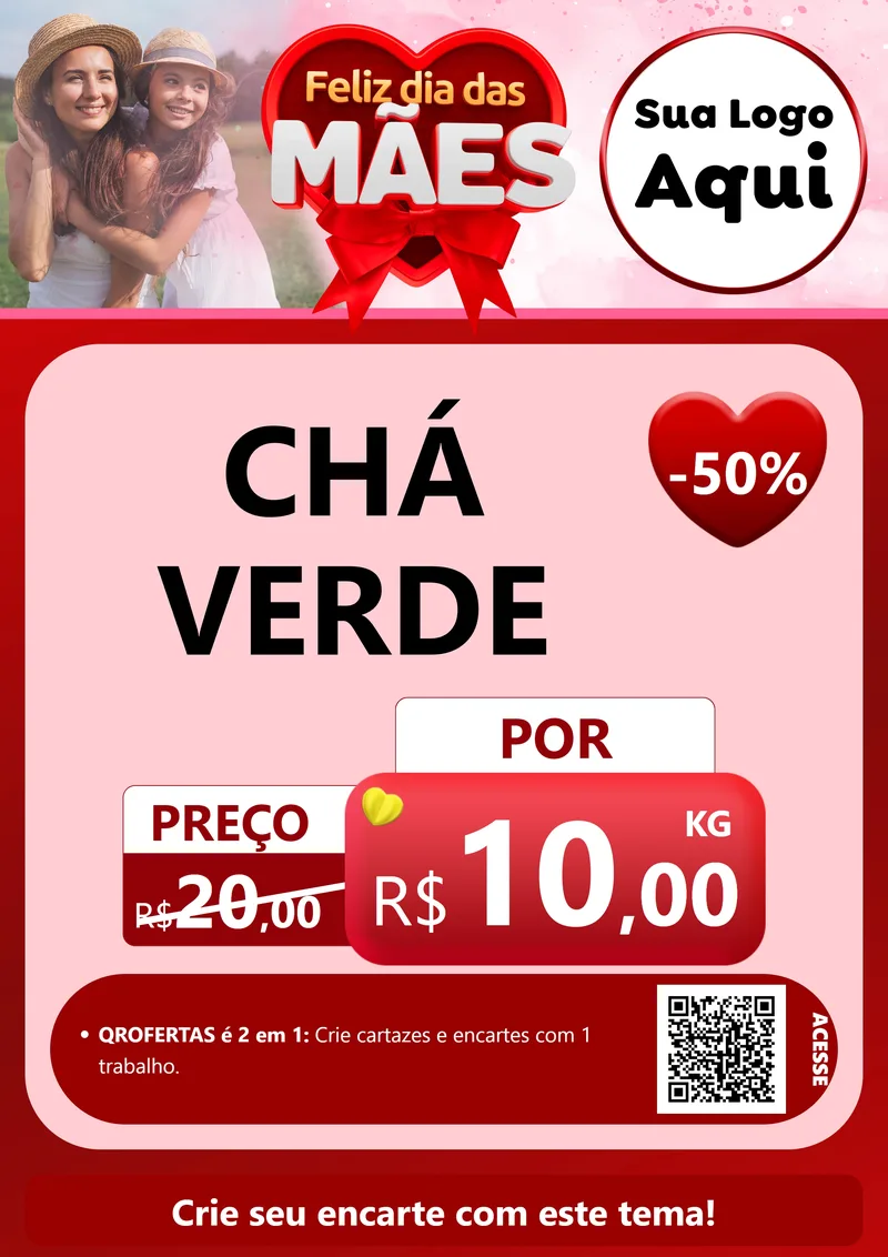 Modelo de Cartaz para Cartaz A4 Vertical com o tema Feliz Dia Das Mães para Produtos Naturais