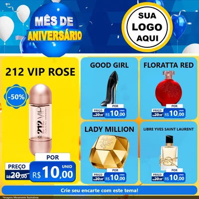 Modelo de Rede Social para Feed Facebook com o tema Mês de Aniversário para Perfumes