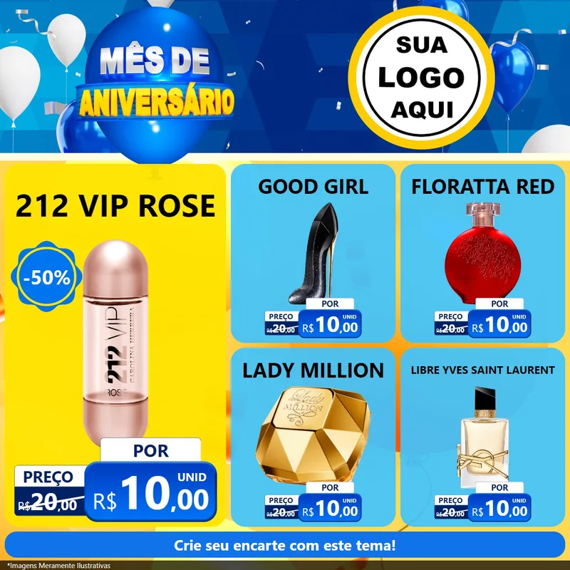 Modelo de Rede Social para Feed Facebook com o tema Mês de Aniversário para Perfumes
