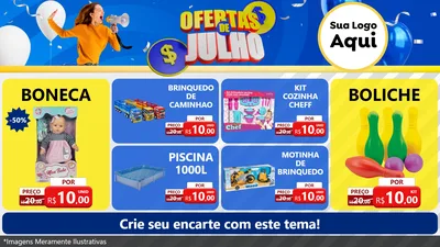 Modelo de TV para TV Horizontal com o tema Ofertas de Julho para Brinquedos