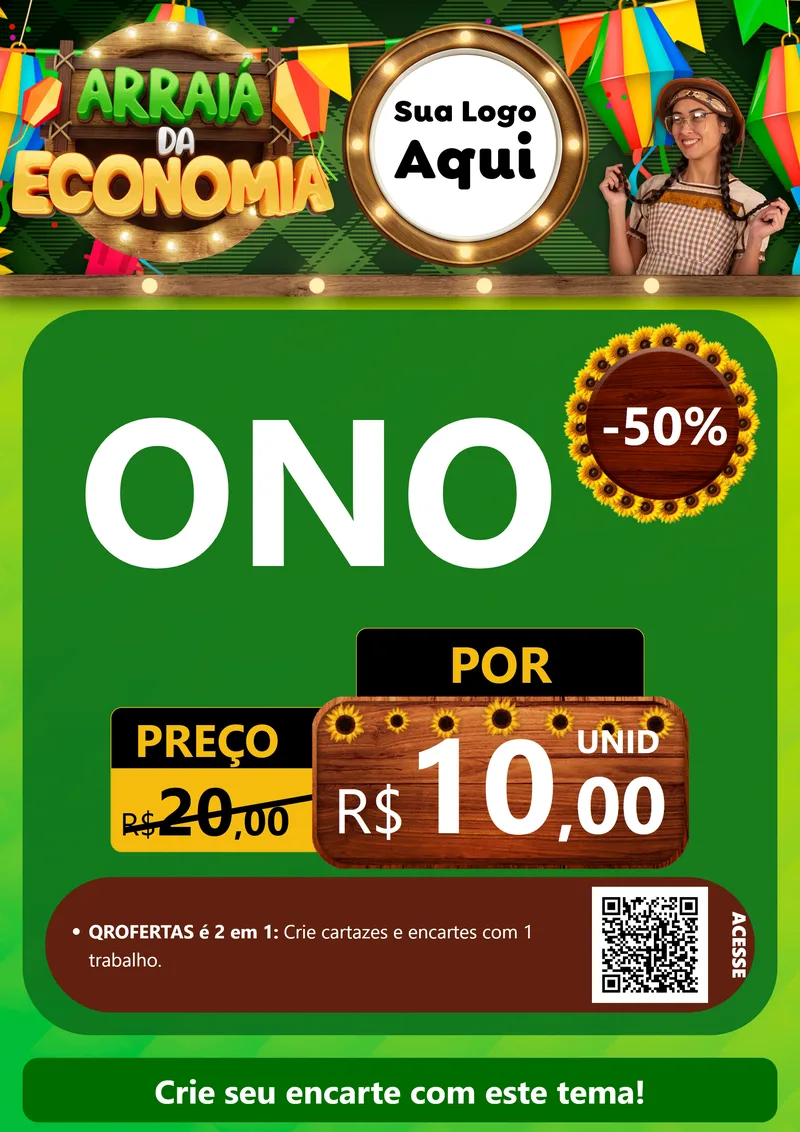Modelo de Cartaz para Cartaz A4 Vertical com o tema Arraiá de Economia para Óticas