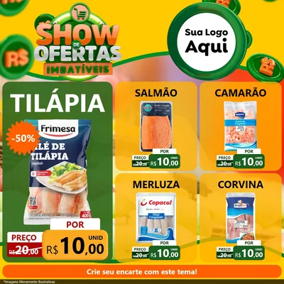 Modelo de Rede Social para Feed Facebook com o tema Show de Ofertas Imbatíveis para Peixaria