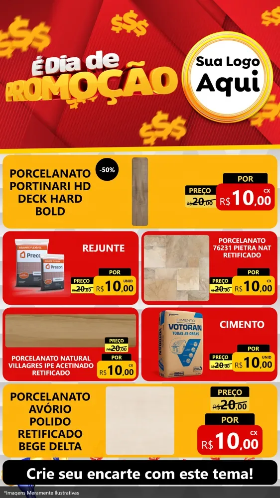 Modelo de TV para TV Vertical com o tema É Dia De Promoção para Pisos e revestimentos