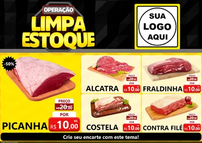 Modelo de Encarte para Encarte A4 Horizontal com o tema Operação Limpa Estoque para Açougue