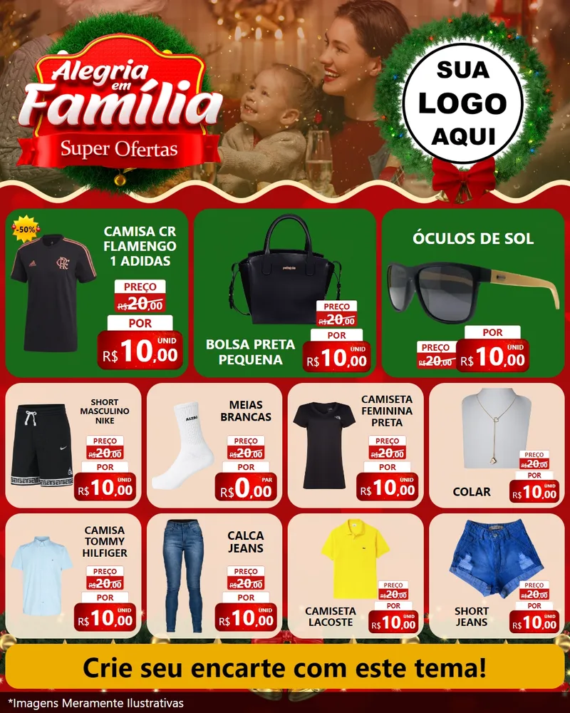Modelo de Rede Social para Feed Instagram com o tema Alegria Em Família - Super Ofertas para Roupas e acessórios