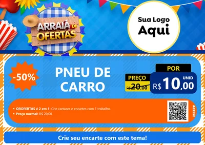 Modelo de Cartaz para Cartaz A4 Horizontal com o tema Arraiá de Ofertas para Auto peças