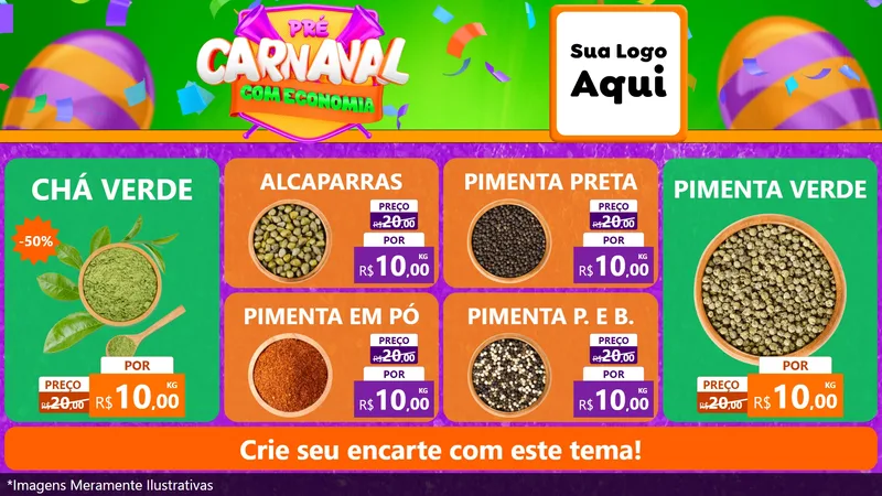 Modelo de TV para TV Horizontal com o tema Pré-Carnaval Com Economia para Produtos Naturais