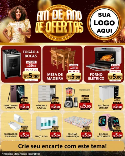 Modelo de Rede Social para Feed Instagram com o tema Fim de Ano de Ofertas para Móveis e Eletro