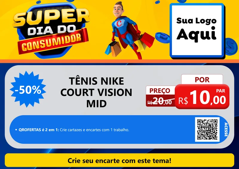 Modelo de Cartaz para Cartaz A4 Horizontal com o tema Super Dia do Consumidor para Calçados