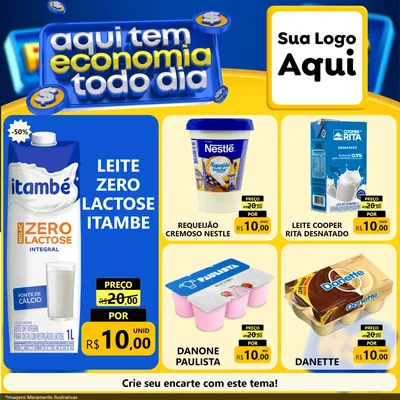 Modelo de Rede Social para Feed Facebook com o tema Aqui Tem Economia Todo Dia para Frios e Laticínios