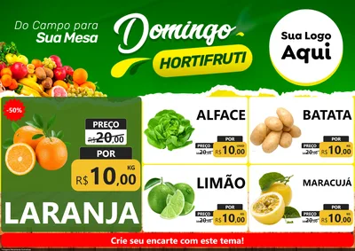 Modelo de Encarte para Encarte A4 Horizontal com o tema Domingo hortifruti para Hortifrúti