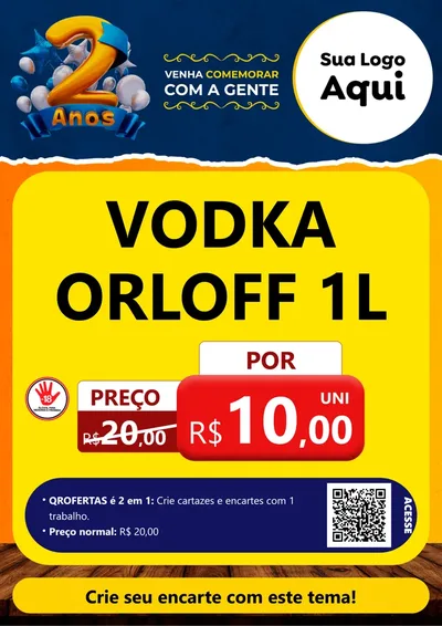 Modelo de Cartaz para Cartaz A4 Vertical com o tema Aniversário de 2 anos para Distribuidora de bebidas