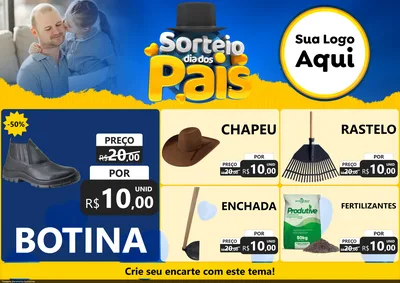 Modelo de Encarte para Encarte A4 Horizontal com o tema Sorteio Dia Dos Pais para Agropecuária