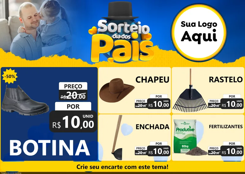 Modelo de Encarte para Encarte A4 Horizontal com o tema Sorteio Dia Dos Pais para Agropecuária