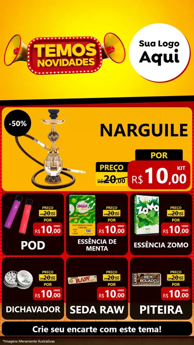 Modelo de Rede Social para Stories com o tema Temos Novidades para Tabacaria