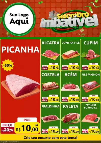 Modelo de Encarte para Encarte A4 Vertical com o tema Setembro Imbatível para Açougue