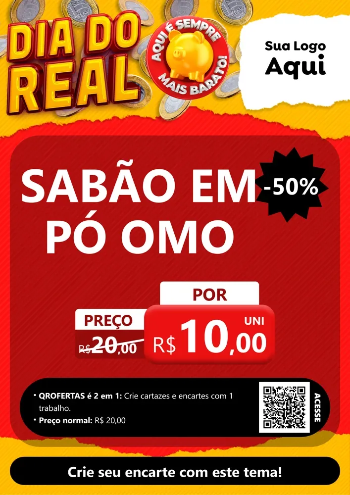 Modelo de Cartaz para Cartaz A4 Vertical com o tema Dia Do Real para Produtos de Limpeza