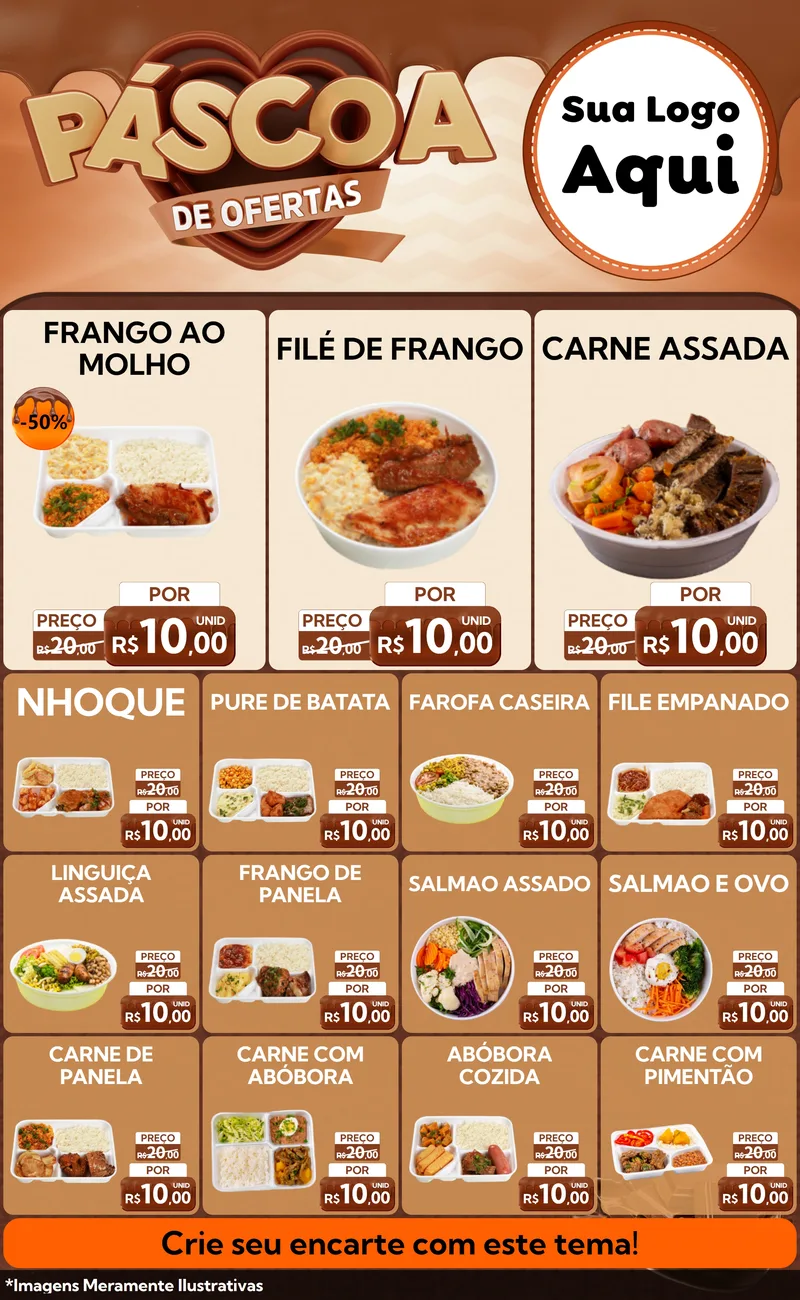 Modelo de Encarte para Encarte Grande com o tema Páscoa de Ofertas para Restaurante